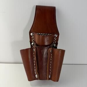 Leather Tool Pouch, Leather Electrician Tool Pouch with 4 Pockets, Heavy Duty